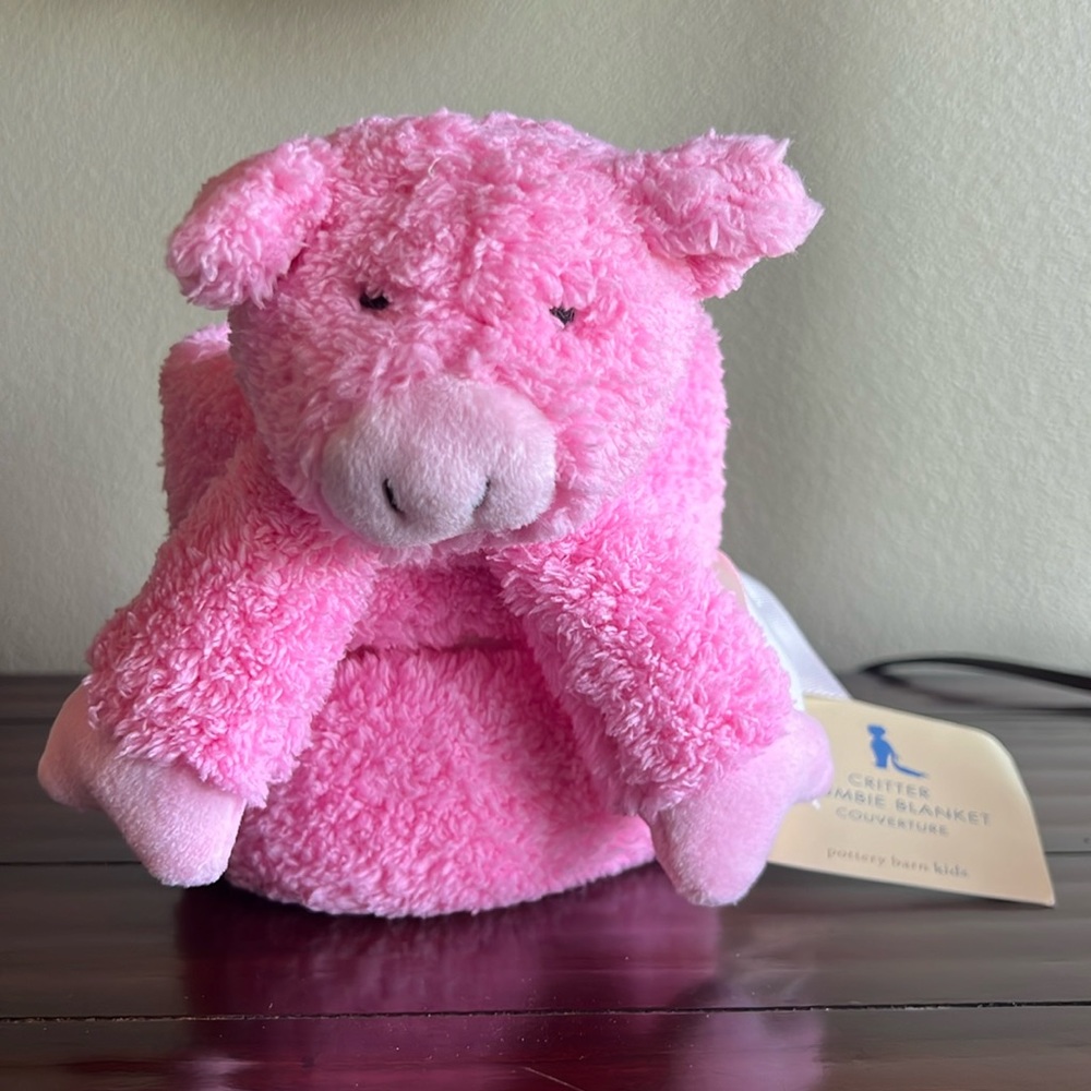 NEW Pottery Barn Kids Pink Pig Piggy Critter Thumbie Blanket Lovey